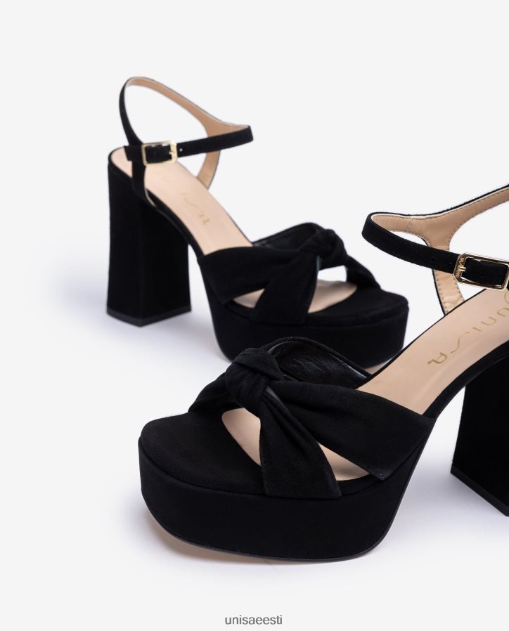 Unisa 88PPB452 kandilise varbaga sandaal ees sõlmega naised must