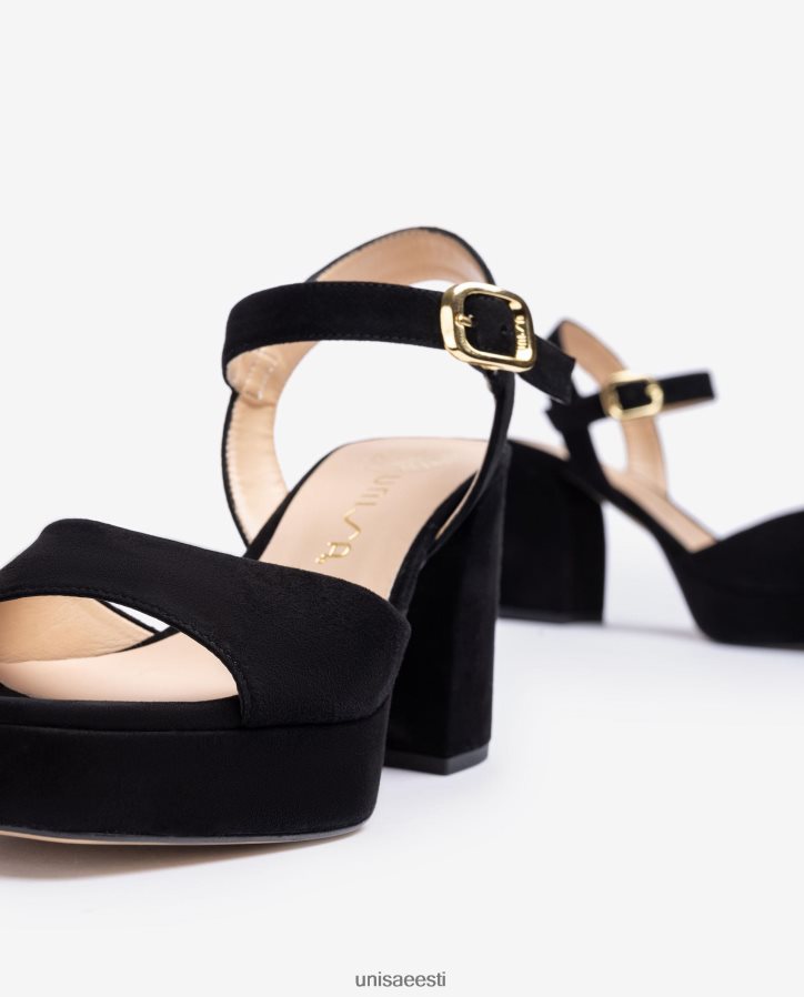 Unisa 88PPB45 laia kontsaga seemisnahast sandaal naised must