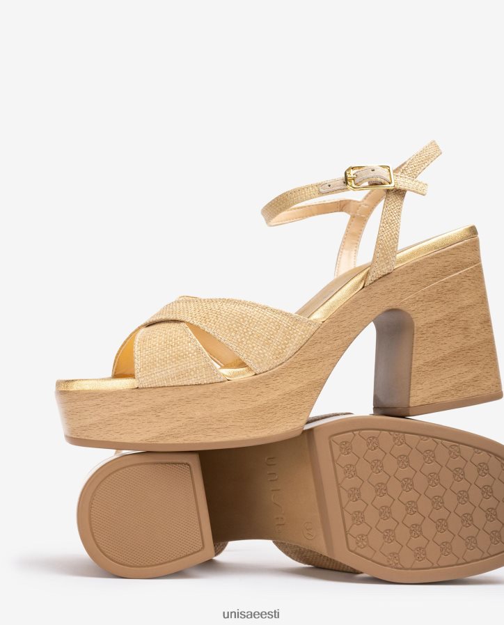 Unisa 88PPB472 plokkkontsaga raffia sandaal naised pruun