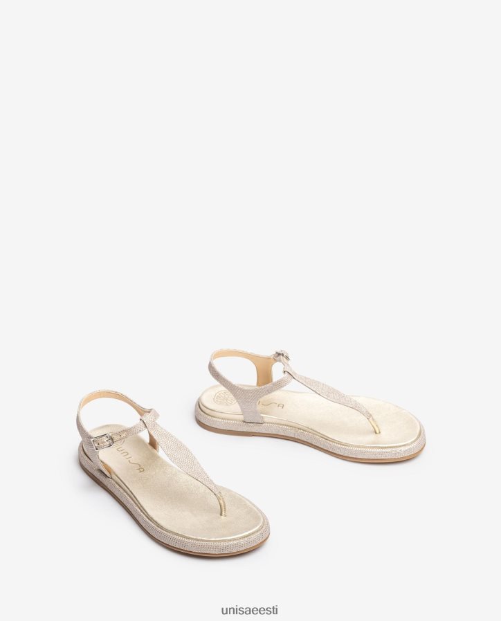 Unisa 88PPB4104 läikivast kangast varbapostiga sandaal naised kullast