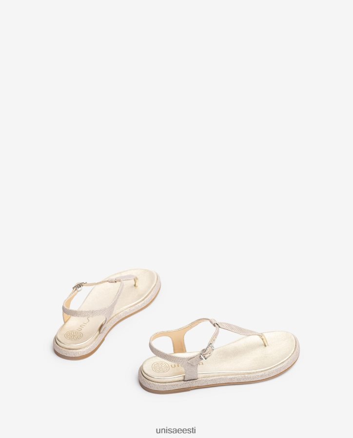 Unisa 88PPB4104 läikivast kangast varbapostiga sandaal naised kullast