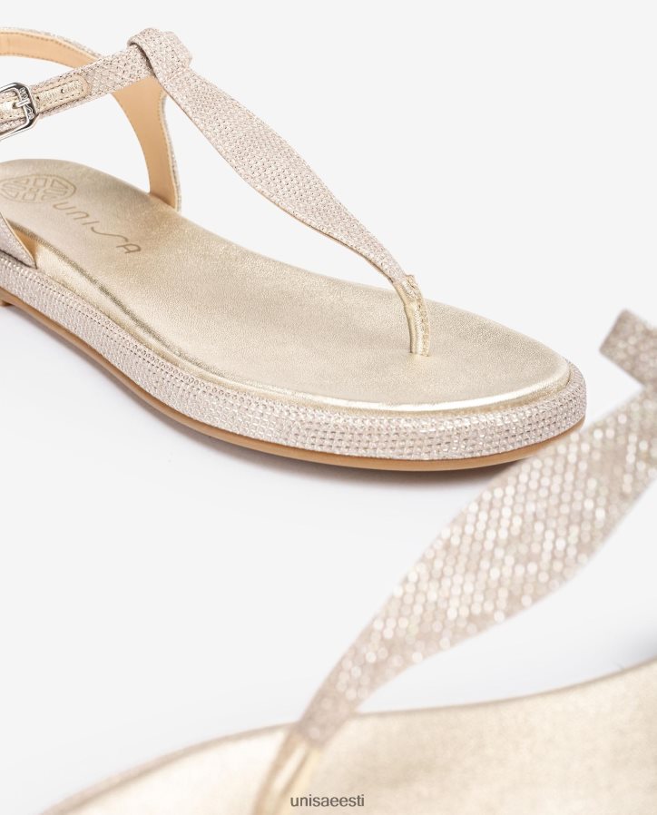 Unisa 88PPB4104 läikivast kangast varbapostiga sandaal naised kullast