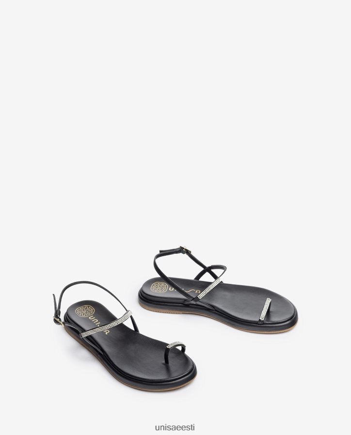 Unisa 88PPB41312 lame nahast varbapostiga sandaal naised must