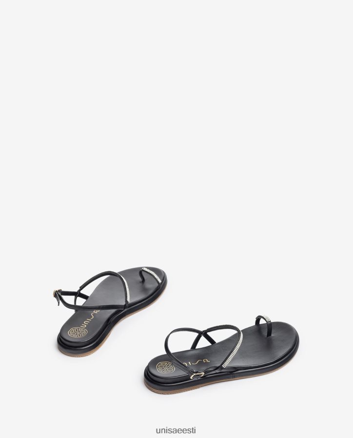 Unisa 88PPB41312 lame nahast varbapostiga sandaal naised must