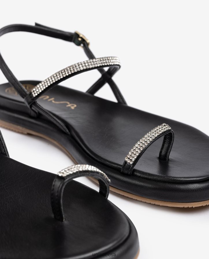 Unisa 88PPB41312 lame nahast varbapostiga sandaal naised must