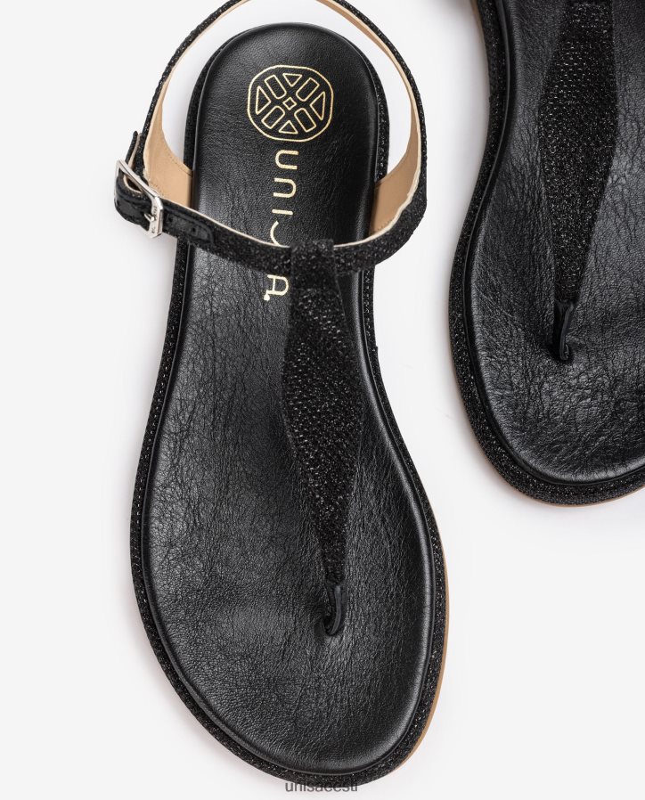 Unisa 88PPB426 läikivast kangast varbapostiga sandaal naised must