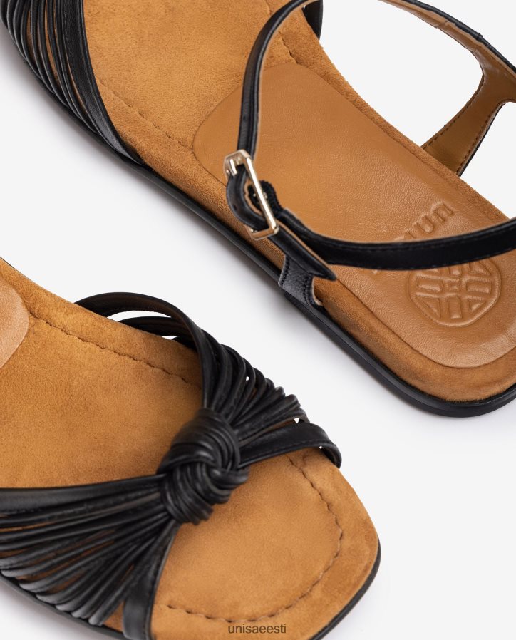 Unisa 88PPB4332 lamedad nahast mitme rihmaga sandaalid naised must