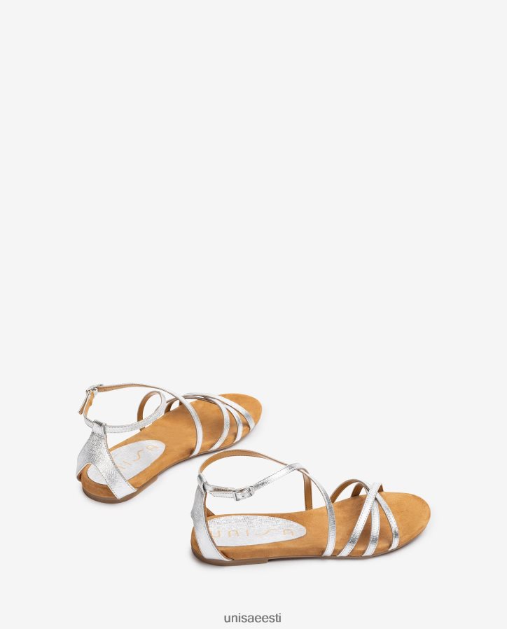Unisa 88PPB4391 metalliseeritud nahast lamedad sandaalid naised hõbedane