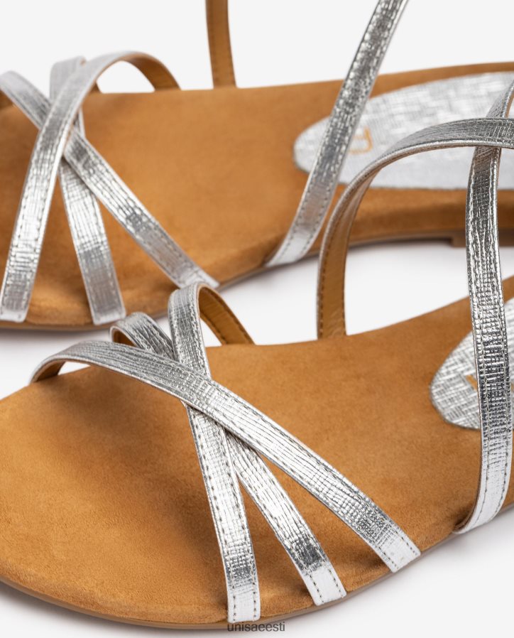 Unisa 88PPB4391 metalliseeritud nahast lamedad sandaalid naised hõbedane