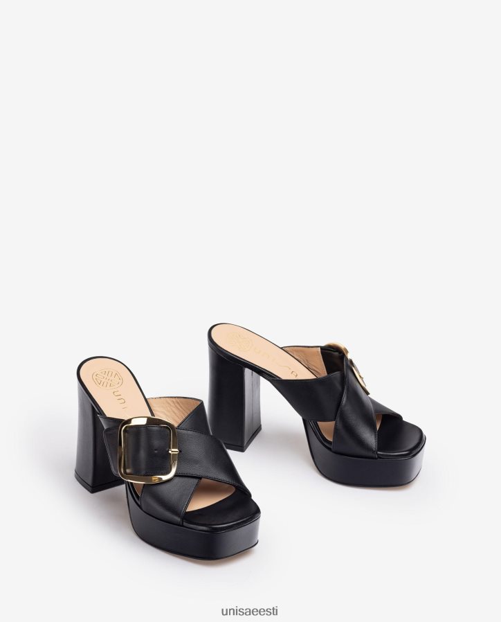 Unisa 88PPB4808 lai crossover rihmaga sandaal naised must