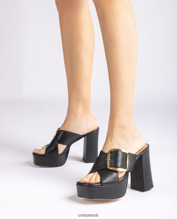 Unisa 88PPB4808 lai crossover rihmaga sandaal naised must