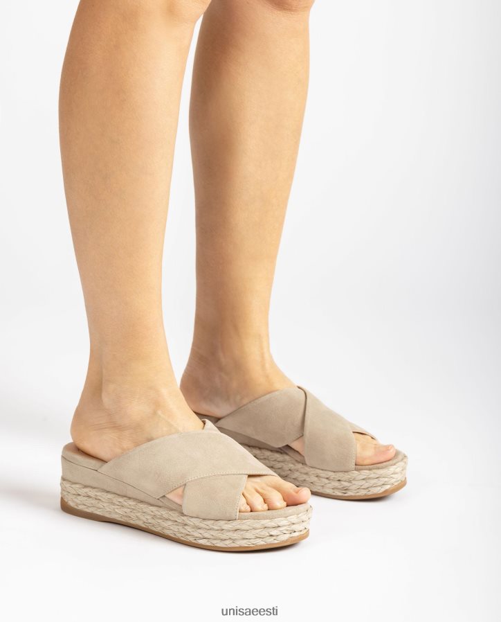 Unisa 88PPB4813 seemisnahast sandaalid, millel on ristuvad rihmad naised beež