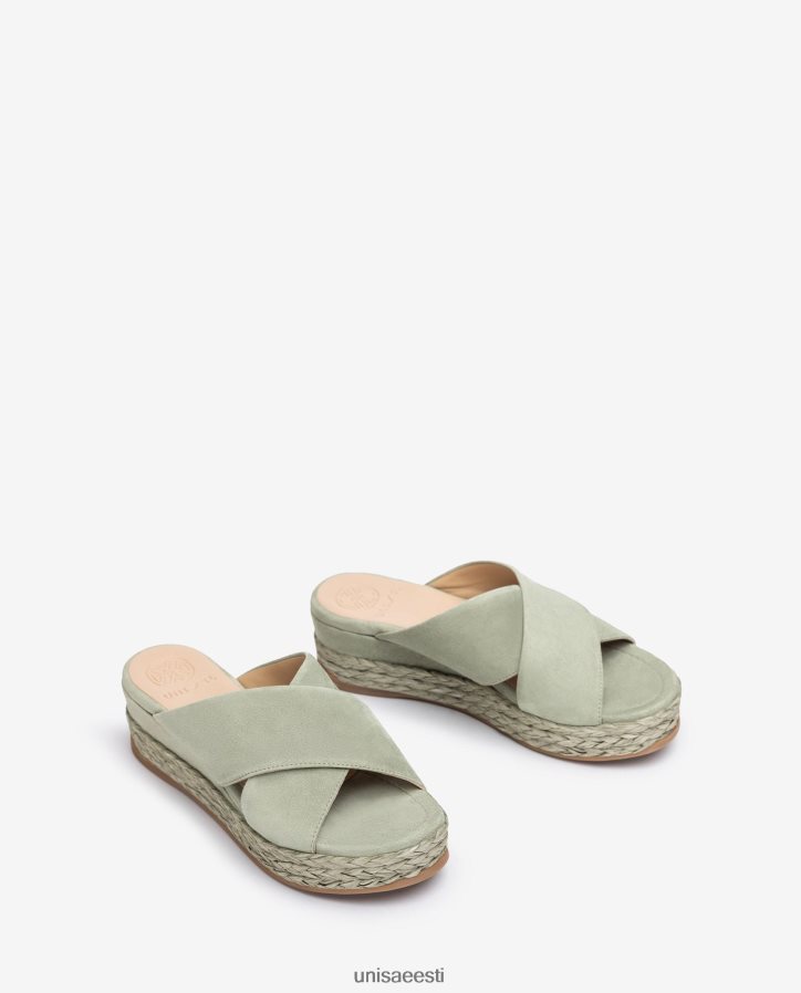 Unisa 88PPB4814 seemisnahast sandaalid, millel on ristuvad rihmad naised roheline