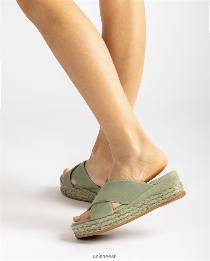 Unisa 88PPB4814 seemisnahast sandaalid, millel on ristuvad rihmad naised roheline