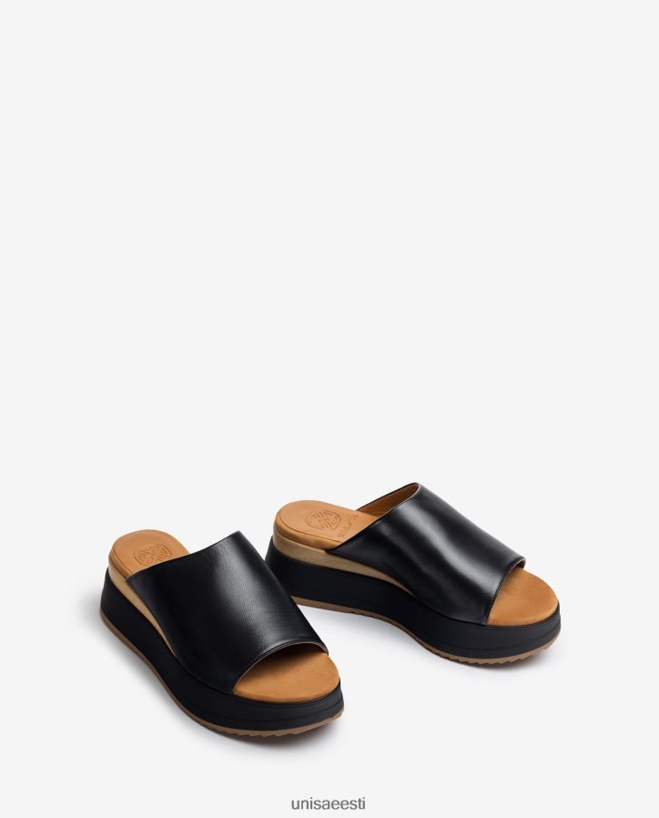 Unisa 88PPB4827 kiilkontsa ja laia vamp sandaalid naised must
