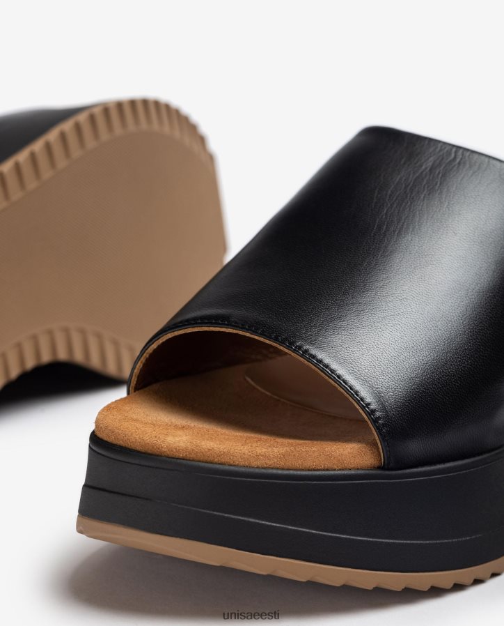 Unisa 88PPB4827 kiilkontsa ja laia vamp sandaalid naised must