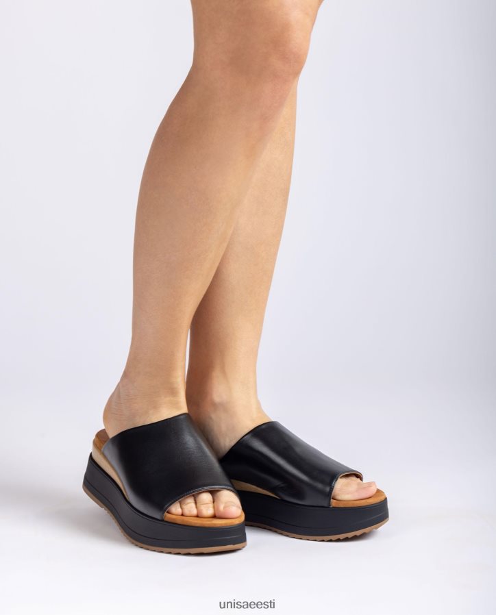 Unisa 88PPB4827 kiilkontsa ja laia vamp sandaalid naised must