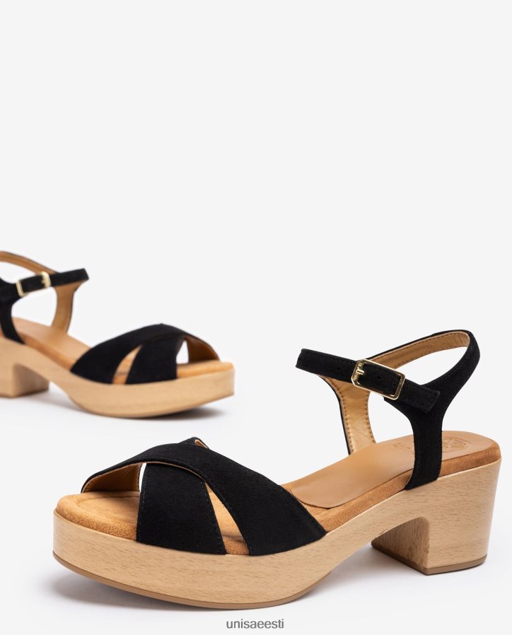 Unisa 88PPB4122 ristrihmaga sandaalid naised must