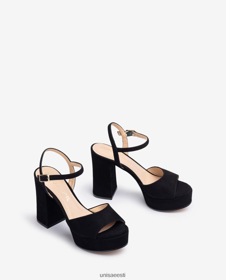 Unisa 88PPB4362 kõrge kontsaga ja platvormiga sandaalid naised must