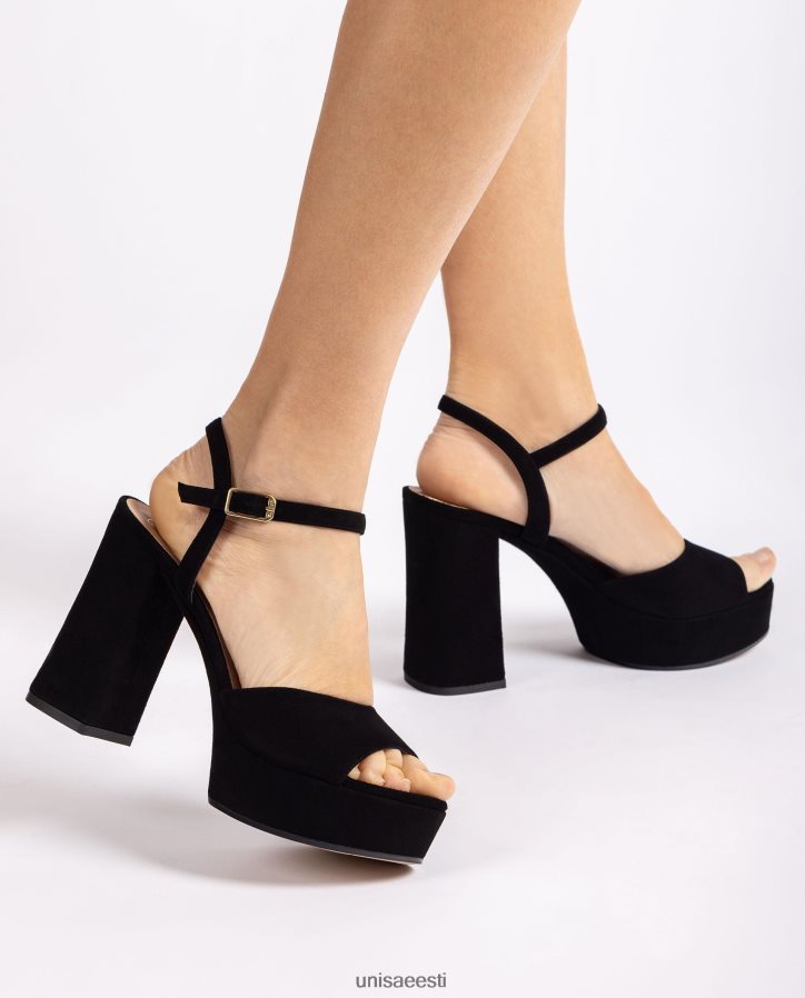 Unisa 88PPB4362 kõrge kontsaga ja platvormiga sandaalid naised must