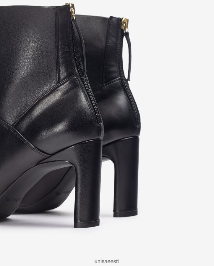 Unisa 88PPB41013 kandilise varbaga kõrge kontsaga poolsaabas naised must