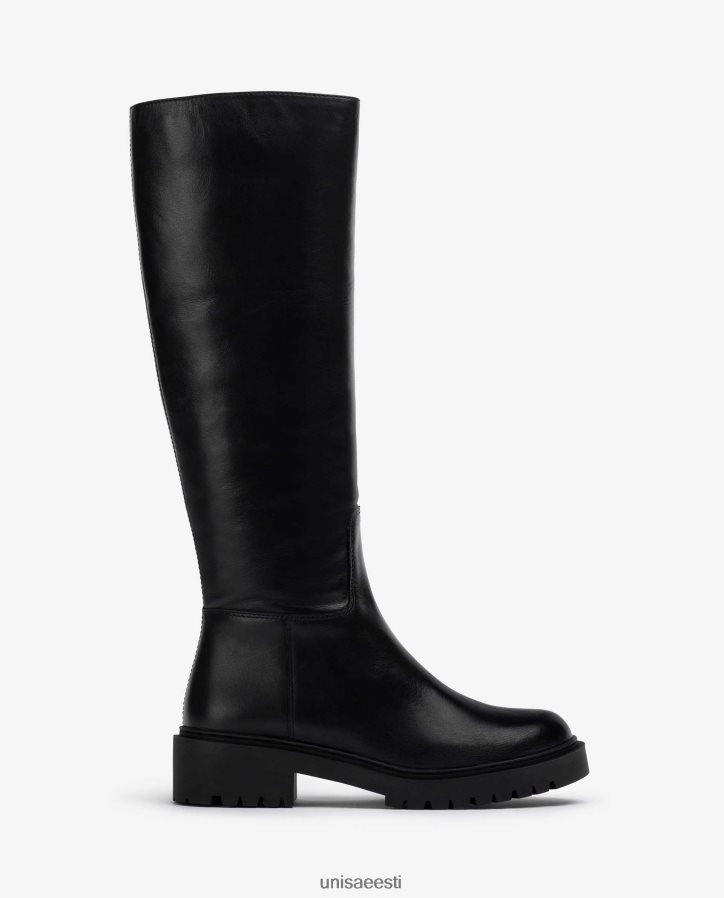 Unisa 88PPB41051 roomiku tallaga nahast saapad naised must