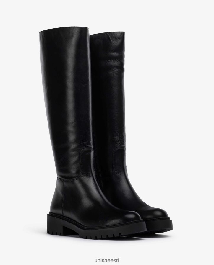 Unisa 88PPB41051 roomiku tallaga nahast saapad naised must