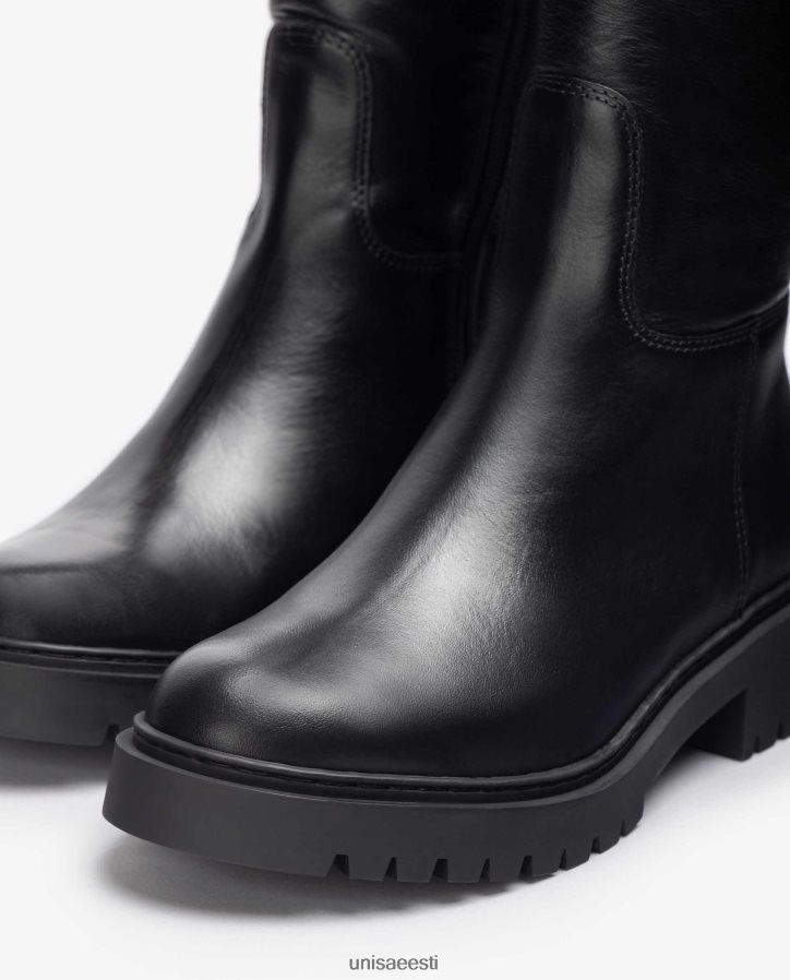 Unisa 88PPB41051 roomiku tallaga nahast saapad naised must
