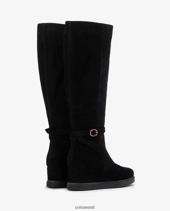 Unisa 88PPB41071 kõrge varrega seemisnahast saabas kiilu ja libisemiskindla kummitallaga lapsed must