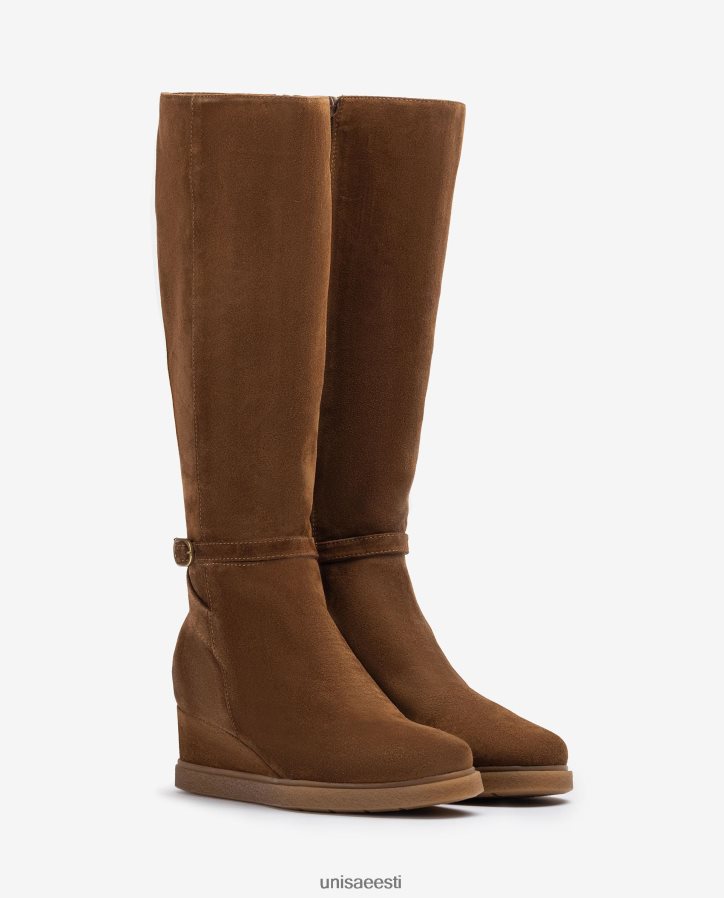 Unisa 88PPB41072 kõrge varrega seemisnahast saabas kiilu ja libisemiskindla kummitallaga lapsed pruun