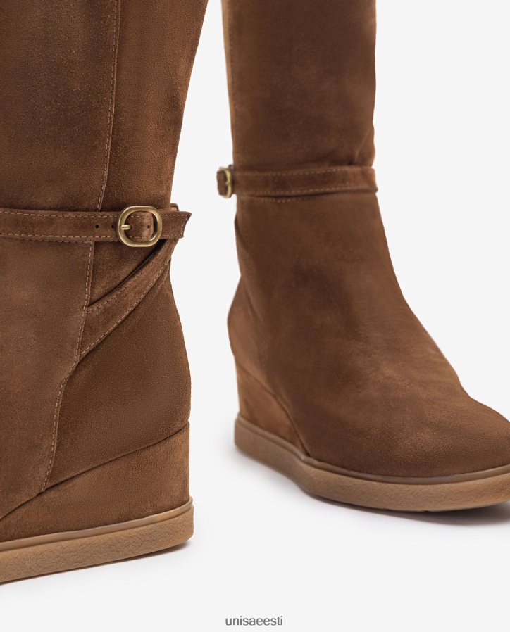 Unisa 88PPB41072 kõrge varrega seemisnahast saabas kiilu ja libisemiskindla kummitallaga lapsed pruun