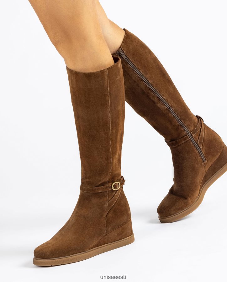 Unisa 88PPB41072 kõrge varrega seemisnahast saabas kiilu ja libisemiskindla kummitallaga lapsed pruun