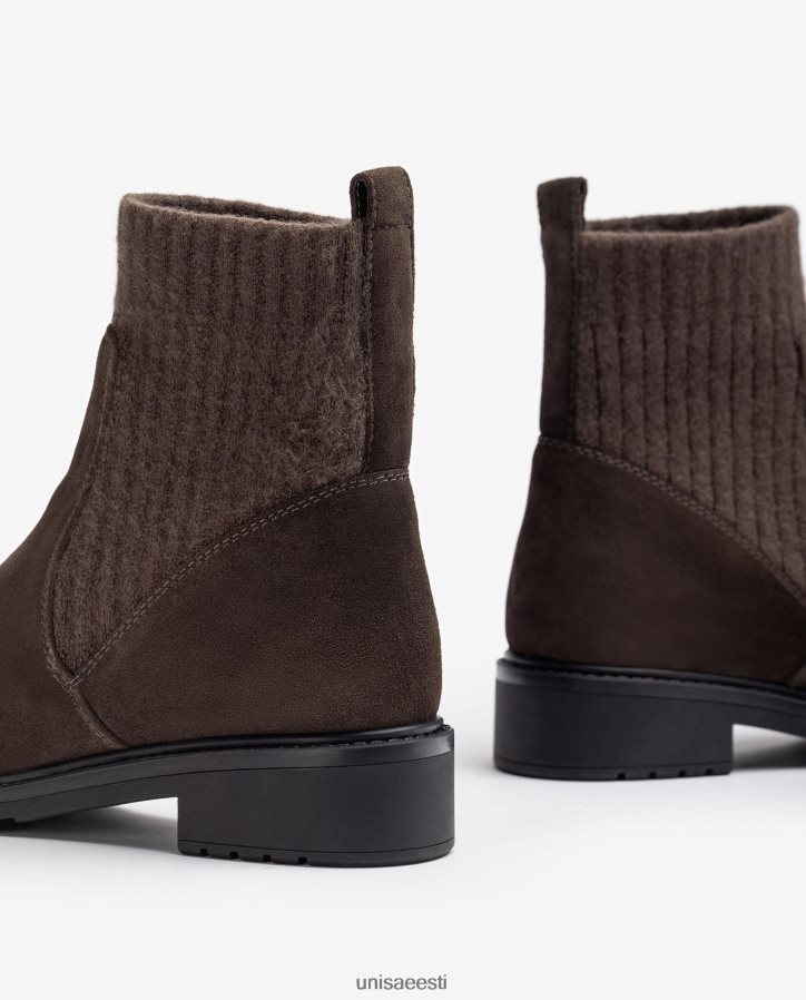 Unisa 88PPB4892 seemisnahast poolsaapad elastse neljandiku ülemise joonega lapsed pruun