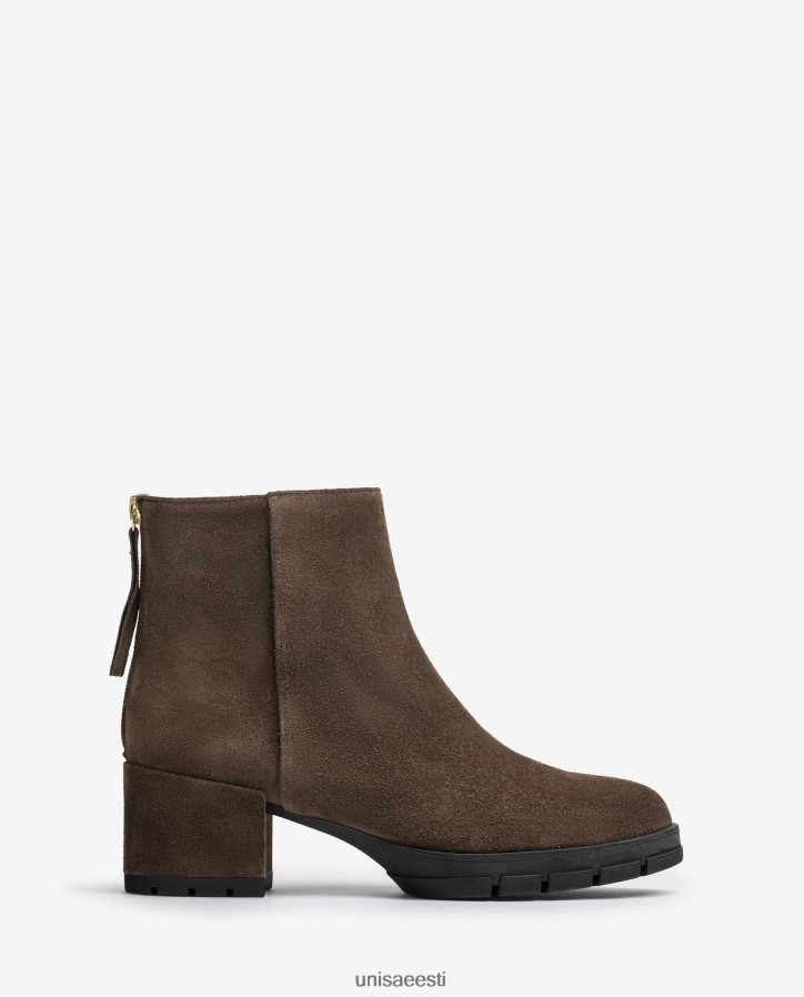 Unisa 88PPB4923 tõmblukuga nahast poolsaapad naised pruun