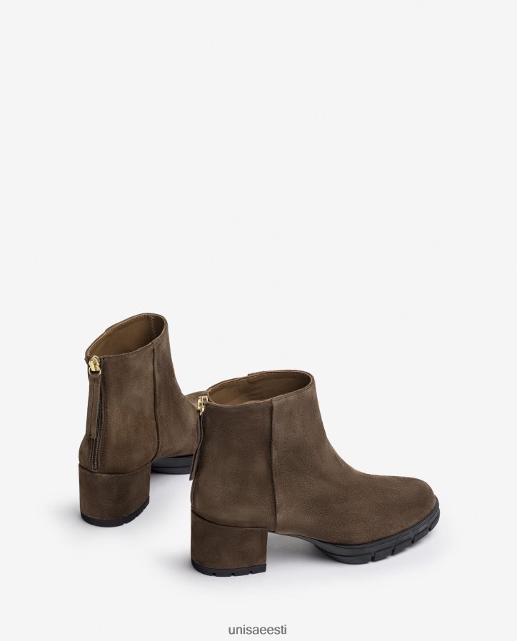 Unisa 88PPB4923 tõmblukuga nahast poolsaapad naised pruun