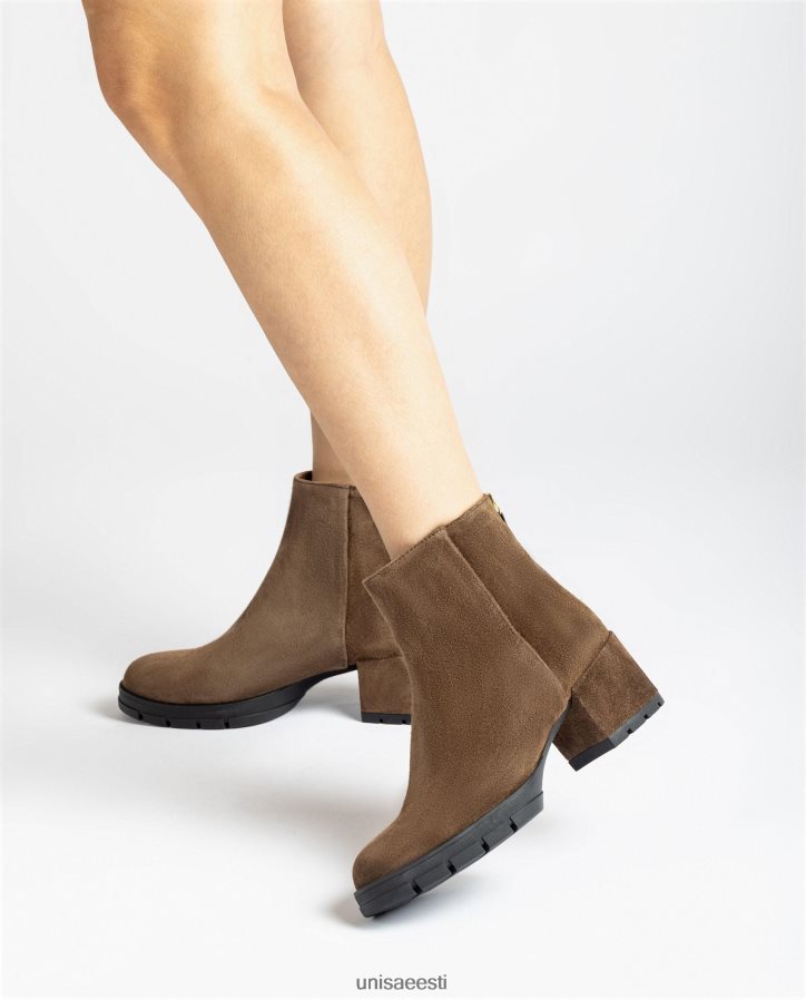 Unisa 88PPB4923 tõmblukuga nahast poolsaapad naised pruun