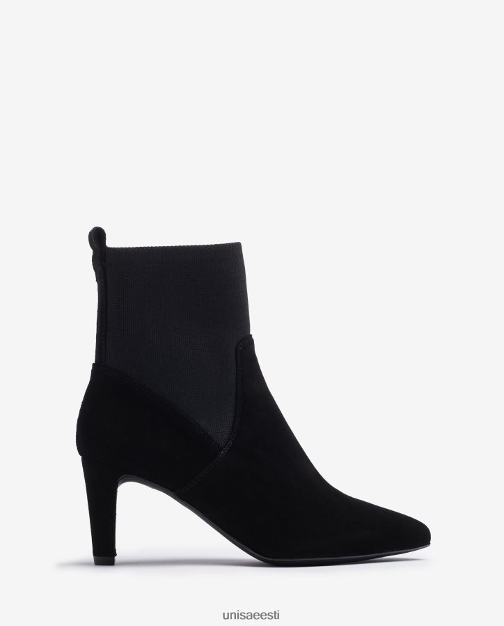 Unisa 88PPB4955 Taaskasutatud venivast kangast veerand ülemise joonega poolsaapad naised must