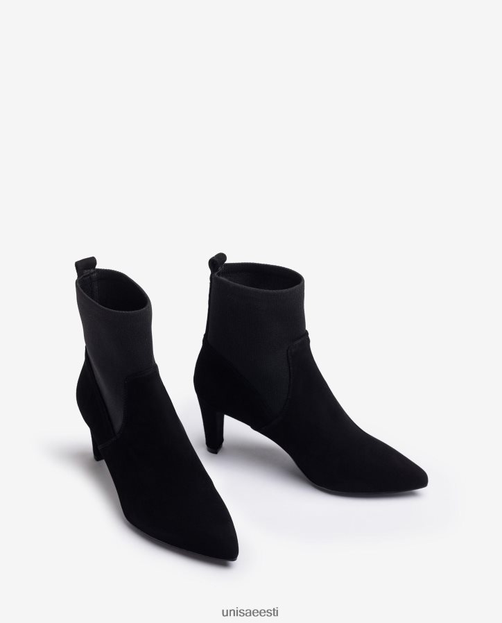 Unisa 88PPB4955 Taaskasutatud venivast kangast veerand ülemise joonega poolsaapad naised must