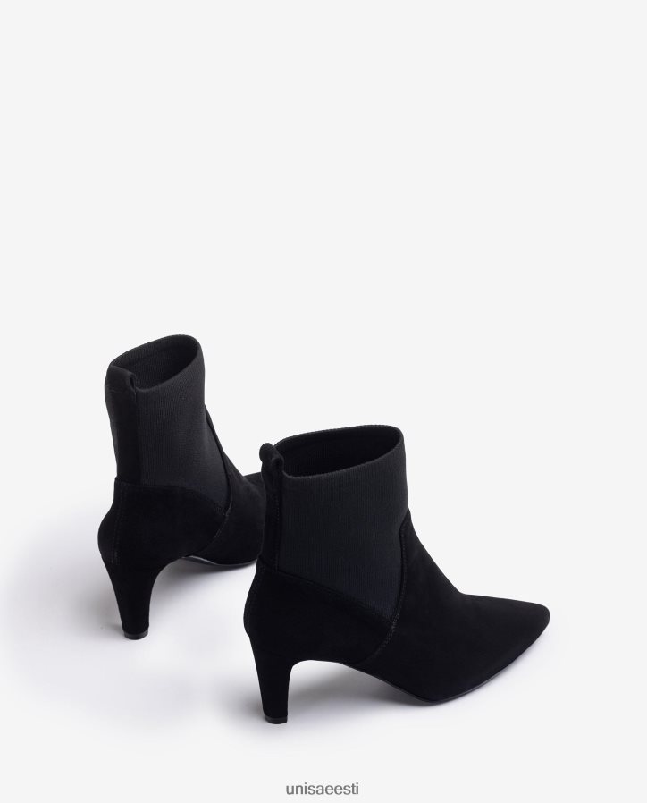 Unisa 88PPB4955 Taaskasutatud venivast kangast veerand ülemise joonega poolsaapad naised must