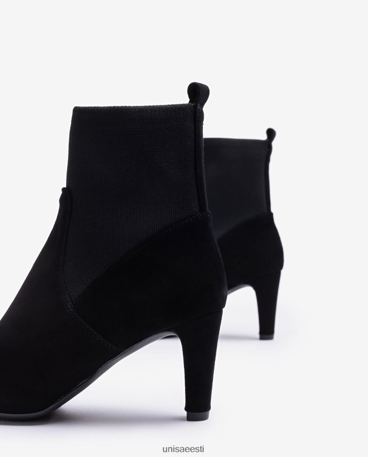 Unisa 88PPB4955 Taaskasutatud venivast kangast veerand ülemise joonega poolsaapad naised must