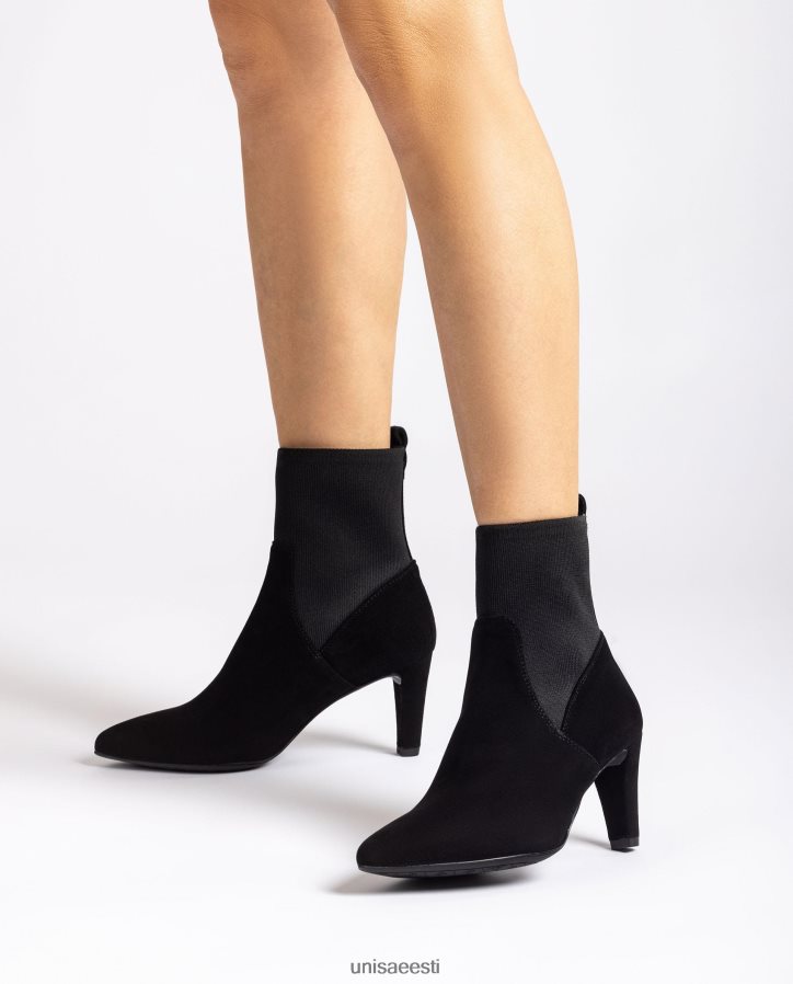 Unisa 88PPB4955 Taaskasutatud venivast kangast veerand ülemise joonega poolsaapad naised must