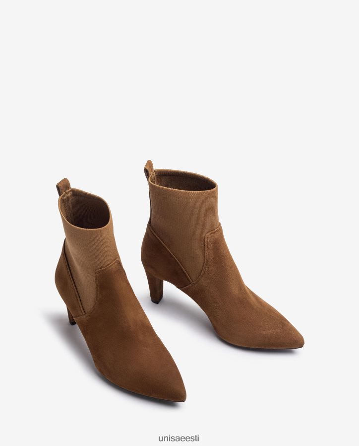 Unisa 88PPB4956 Taaskasutatud venivast kangast veerand ülemise joonega poolsaapad naised pruun