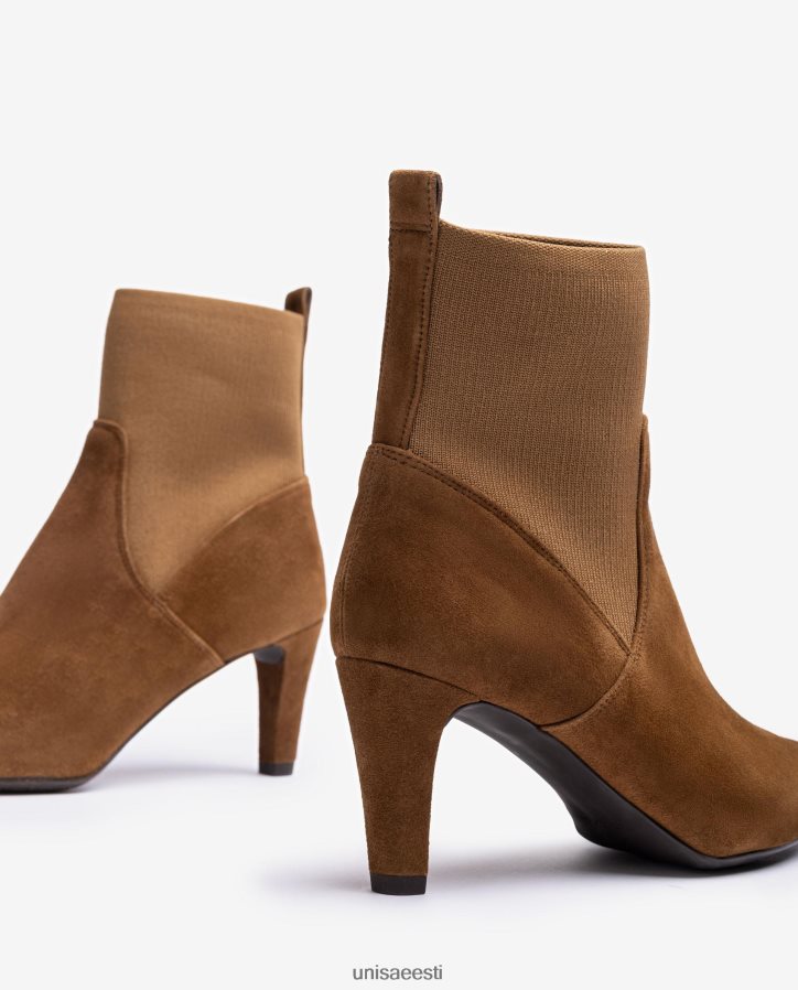 Unisa 88PPB4956 Taaskasutatud venivast kangast veerand ülemise joonega poolsaapad naised pruun