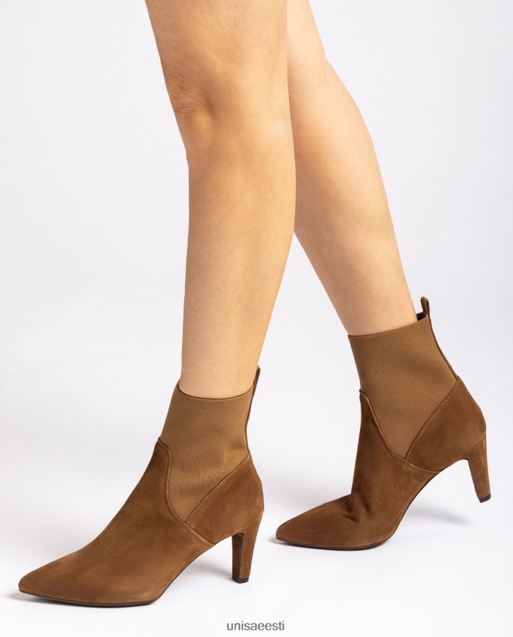 Unisa 88PPB4956 Taaskasutatud venivast kangast veerand ülemise joonega poolsaapad naised pruun