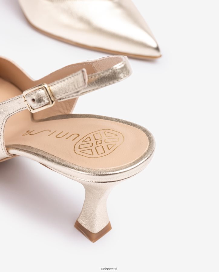 Unisa 88PPB4502 d'orsay pahkluu rihmaga sling tagajalats värvitud kontsaga naised kullast