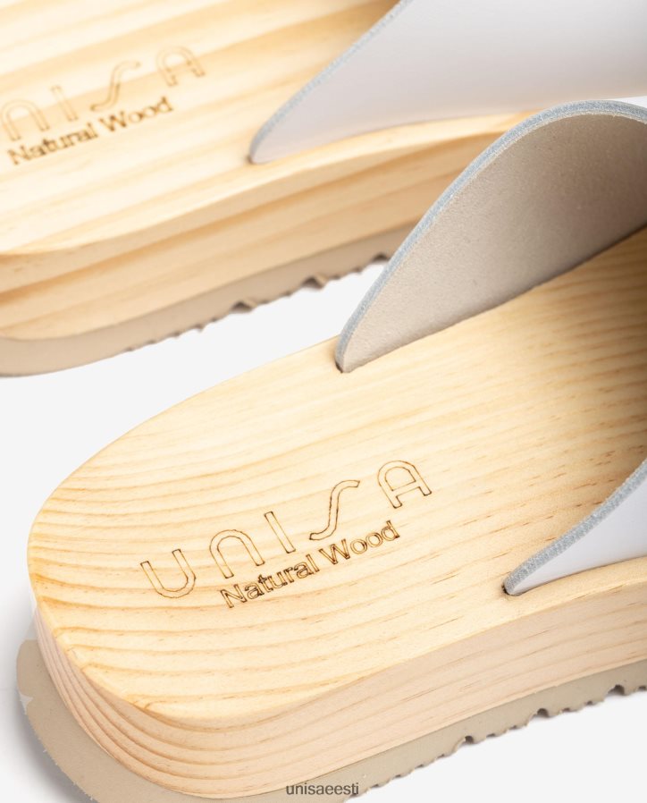 Unisa 88PPB4352 puidust efektiga tallaga sandaal naised valge