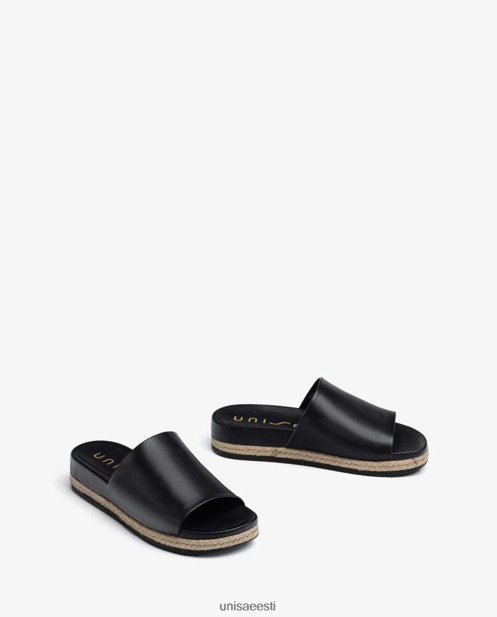 Unisa 88PPB4424 nahast ja džuudist sandaalid naised must