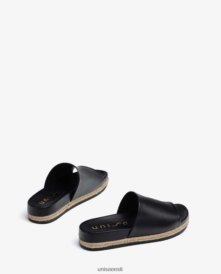 Unisa 88PPB4424 nahast ja džuudist sandaalid naised must