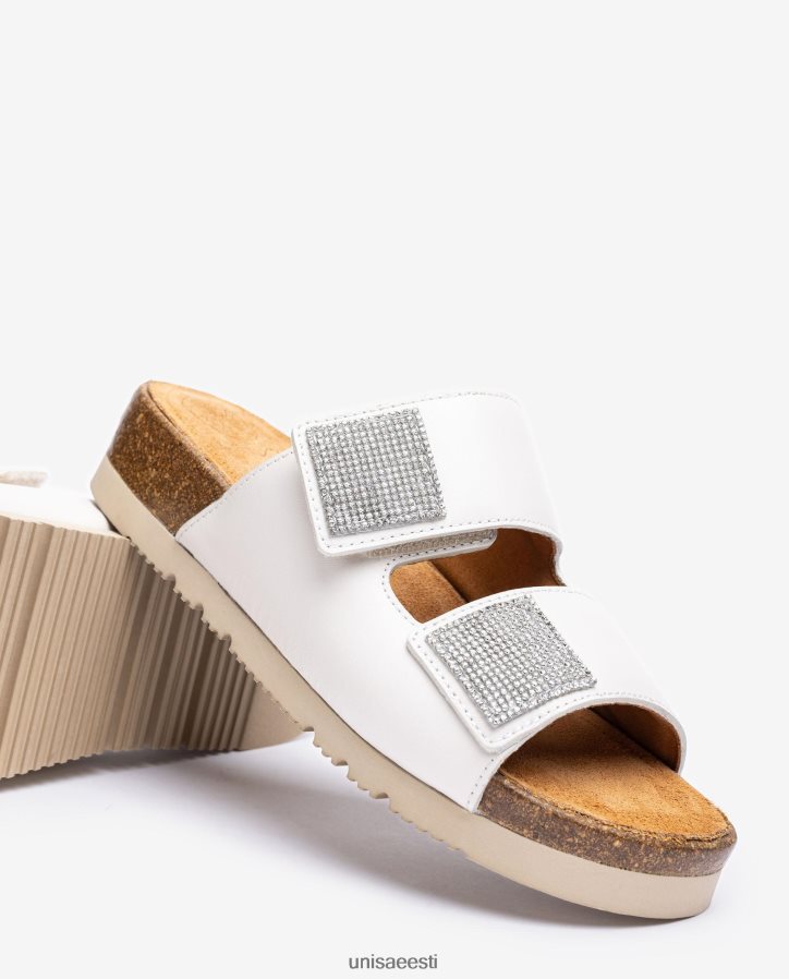 Unisa 88PPB495 kahekordse rihmaga lamedad sandaalid naised valge