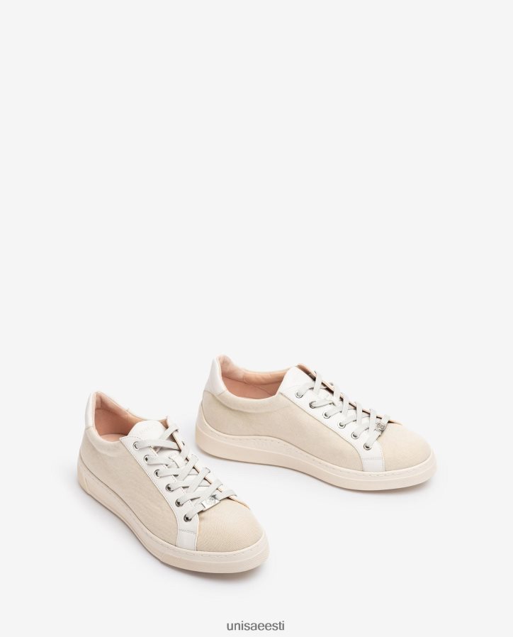 Unisa 88PPB4682 taaskasutatud kangast tossud naised valge